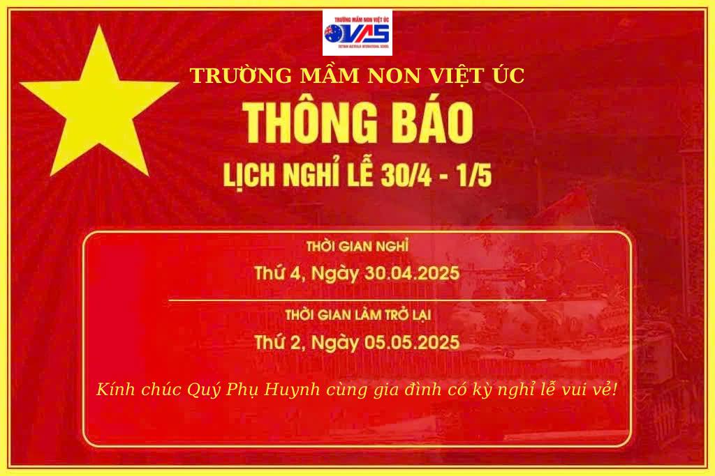 THÔNG BÁO LỊCH NGHỈ LỄ 30/4-01/5/2025